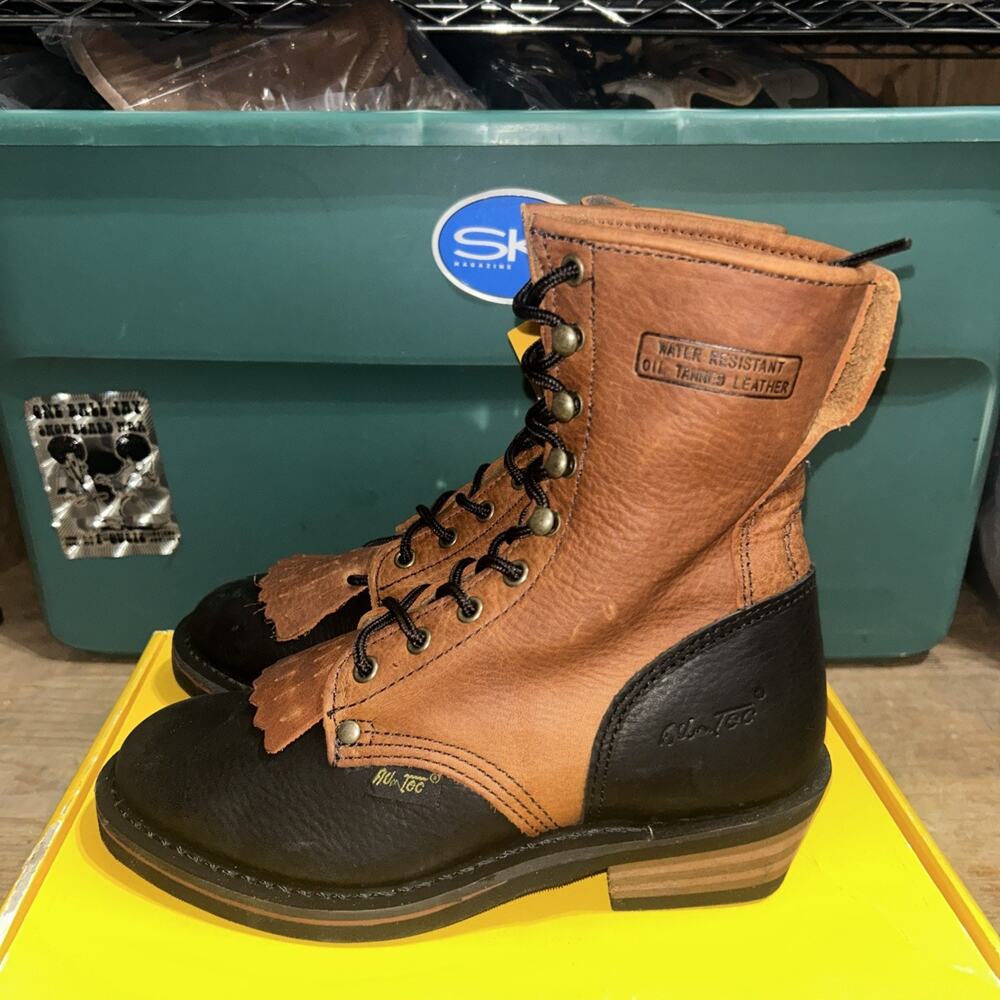 AdTec Women's 8" Tumble Full-Grain Leather Work Boot Black/Dark Red 2179 Sz 10